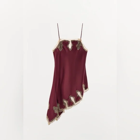 ZARA ~ Satin Lace asymmetric Slip Dress - Picture 3 of 13